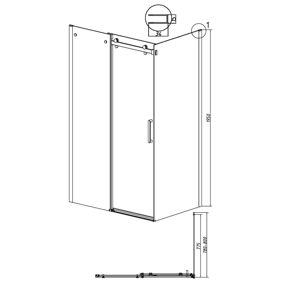 Душевая стенка Grossman Classic 80 Хром / Прозрачное 200.K33.04.80.10.00 Душевая стенка Grossman Classic 80 Хром / Прозрачное 200.K33.04.80.10.00 — изображение 5