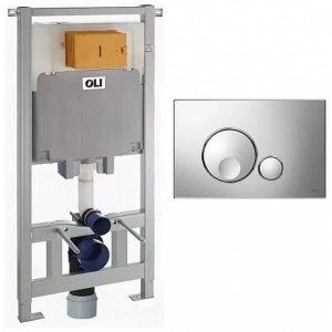 Инсталляция Oli Eco mechanic для скрытого монтажа унитаза с кнопкой Globe Хром глянцевый 879236mGL00