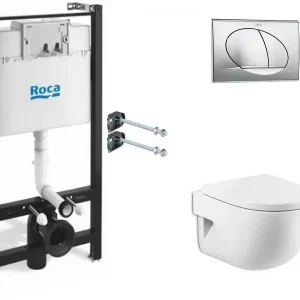 Инсталляция Roca + унитаз Meridian Compact с сиденьем микролифт + кнопка смыва хром Инсталляция Roca + унитаз Meridian Compact с сиденьем микролифт + кнопка смыва хром