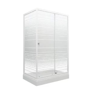 Душевой уголок Triton Фьюжн 100х80 А см, Полосы, низкий поддон, Белый / Матовое