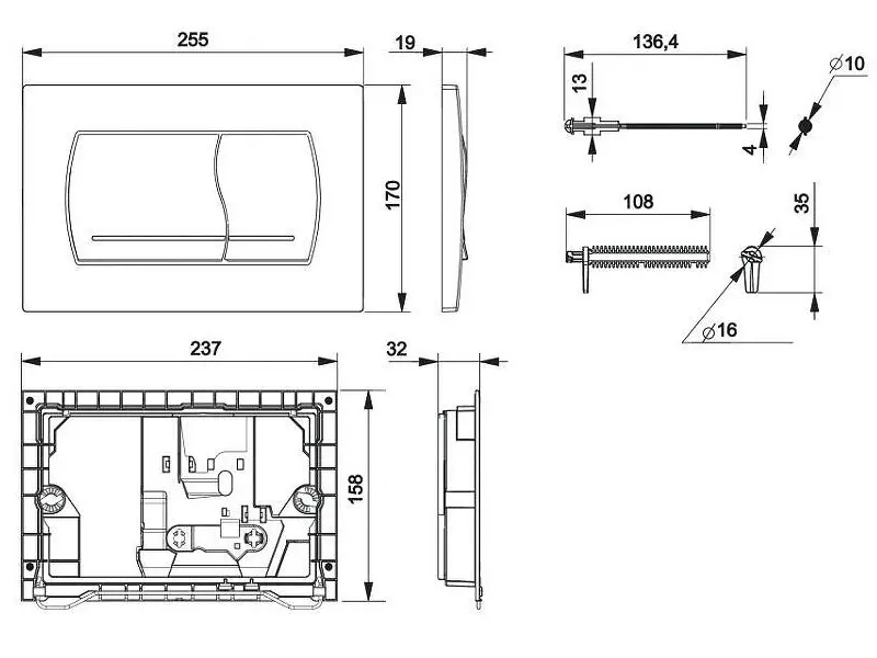 Клавиша смыва Active Pl 52B Белый 8901150B0 Клавиша смыва Active Pl 52B Белый 8901150B0 — изображение 2