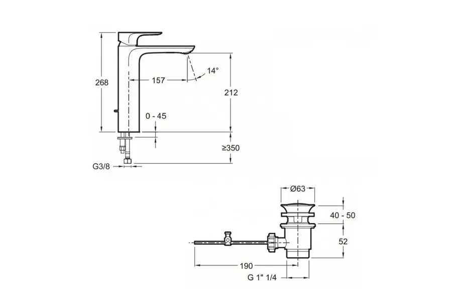 Смеситель для раковины Jacob Delafon Aleo с донным клапаном E72298-4-CP Смеситель для раковины Jacob Delafon Aleo с донным клапаном E72298-4-CP — изображение 2