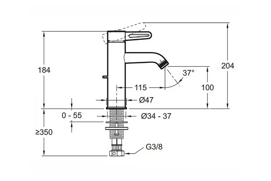 Смеситель для раковины Jacob Delafon Nouvelle Vague E78336-BLV Смеситель для раковины Jacob Delafon Nouvelle Vague E78336-BLV — изображение 2