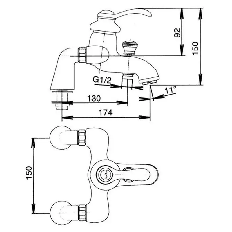 Смеситель на борт ванны Jacob Delafon Fairfax E71091-CP Смеситель на борт ванны Jacob Delafon Fairfax E71091-CP — изображение 2