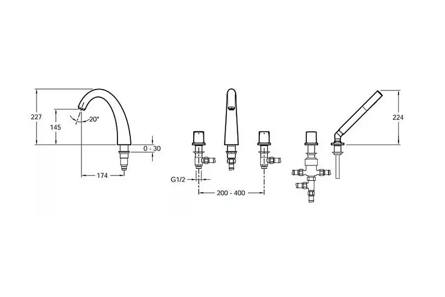 Смеситель на борт ванны Jacob Delafon Elevation E18876-CP Смеситель на борт ванны Jacob Delafon Elevation E18876-CP — изображение 2