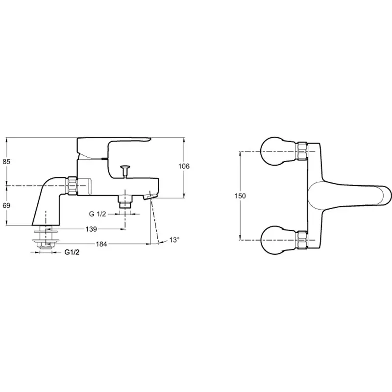 Смеситель на борт ванны Jacob Delafon July E16043-4-CP Смеситель на борт ванны Jacob Delafon July E16043-4-CP — изображение 2