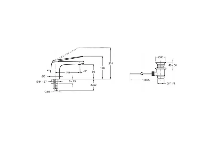 Смеситель для раковины Jacob Delafon Avid с донным клапаном E97345-CP Смеситель для раковины Jacob Delafon Avid с донным клапаном E97345-CP — изображение 2