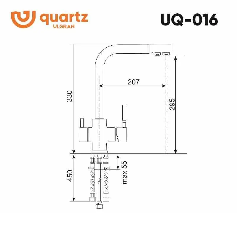 Смеситель для кухни Ulgran Quartz с подключением к фильтру UQ-016-01 Жасмин Смеситель для кухни Ulgran Quartz с подключением к фильтру UQ-016-01 Жасмин — изображение 2