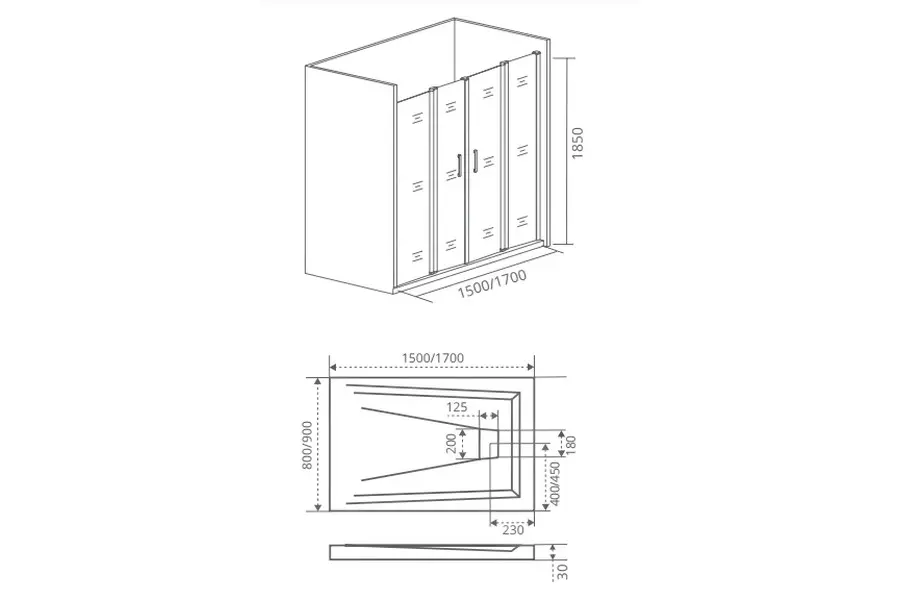Душевая дверь Bas Infinity 170х185 Хром / Прозрачное Душевая дверь Bas Infinity 170х185 Хром / Прозрачное — изображение 4