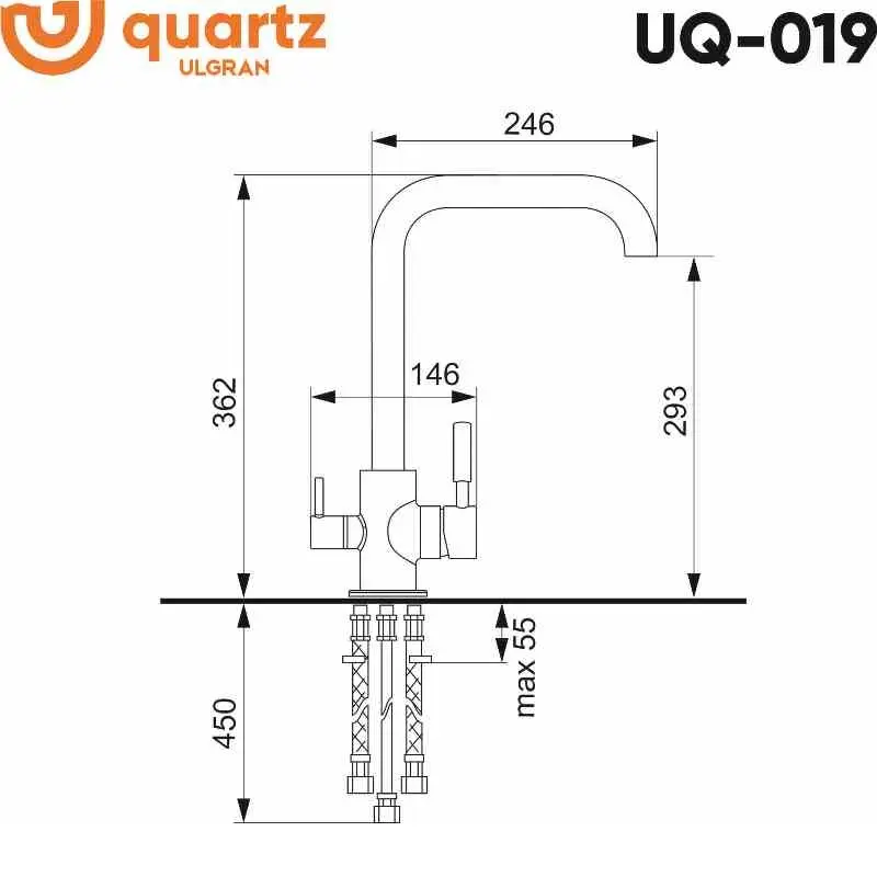 Смеситель для кухни Ulgran Quartz с подключением к фильтру UQ-019-02 Лён Смеситель для кухни Ulgran Quartz с подключением к фильтру UQ-019-02 Лён — изображение 2