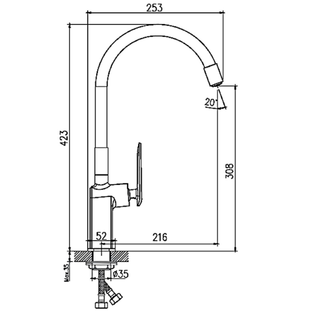 Смеситель для кухни Haiba HB548-8 Хром / Белый HB73548-8 Смеситель для кухни Haiba HB548-8 Хром / Белый HB73548-8 — изображение 2