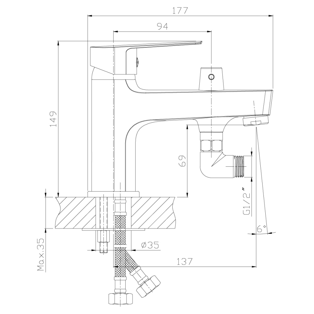 Смеситель на борт ванны Rossinka S35 Хром глянцевый S35-38 Смеситель на борт ванны Rossinka S35 Хром глянцевый S35-38 — изображение 2